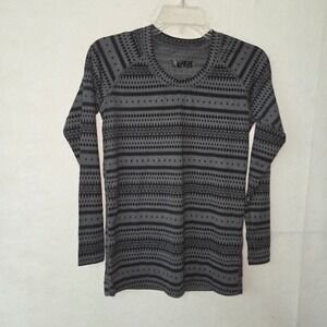 Guide Gear Women's Gray Black Geometric Print Long Sleeve Thumbhole Top Size S